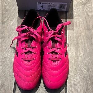 Adidas size 4 girls Pink Soccer Cleats - Bold Pink with Black Stripes